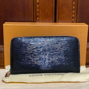 SOLD LOUIS VUITTON Electric Epi Leather Zippy Long Wallet In Black